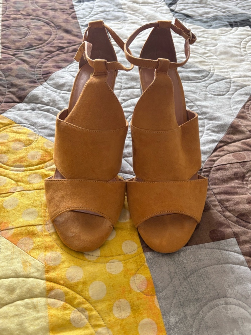 DGK Women's Suede Two-Band Ankle-Strap Sandals in Mustard
